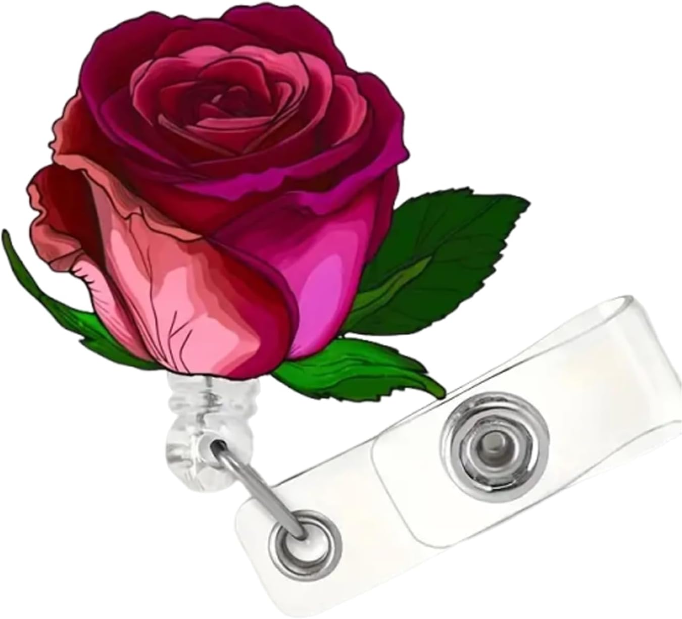 Rose Badge Reels Flower Retractable Alligator Clip Spring Summer Red Badge Clip for Nurse Nursing Name Tag Flower Badge Holder for Doctor Office Worker Student Teacher