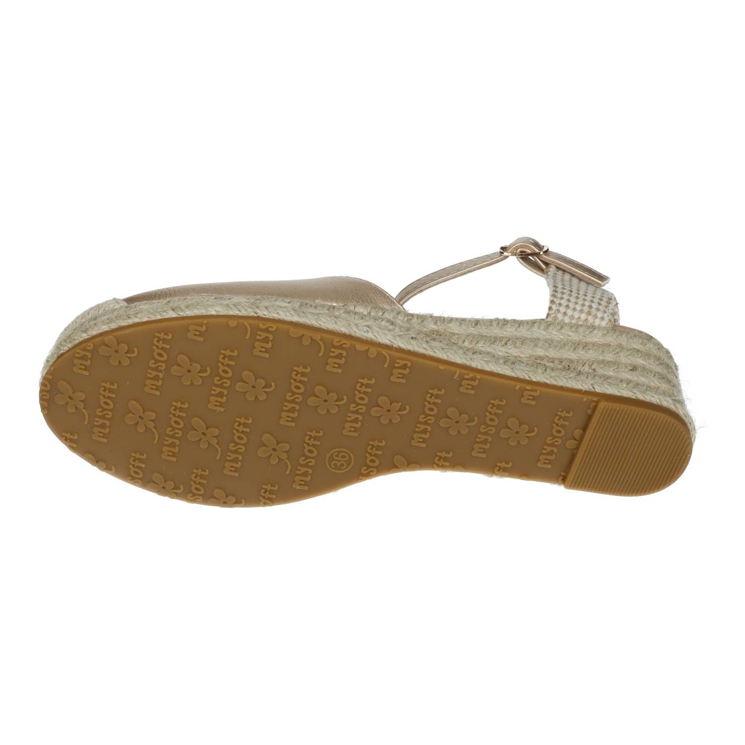 mysoft 25M102 Spartigas a cuneo da donna piattaforma in juta punta chiusa e chiusura con fibbia eleganti e confortevoli da donna Espadrillas