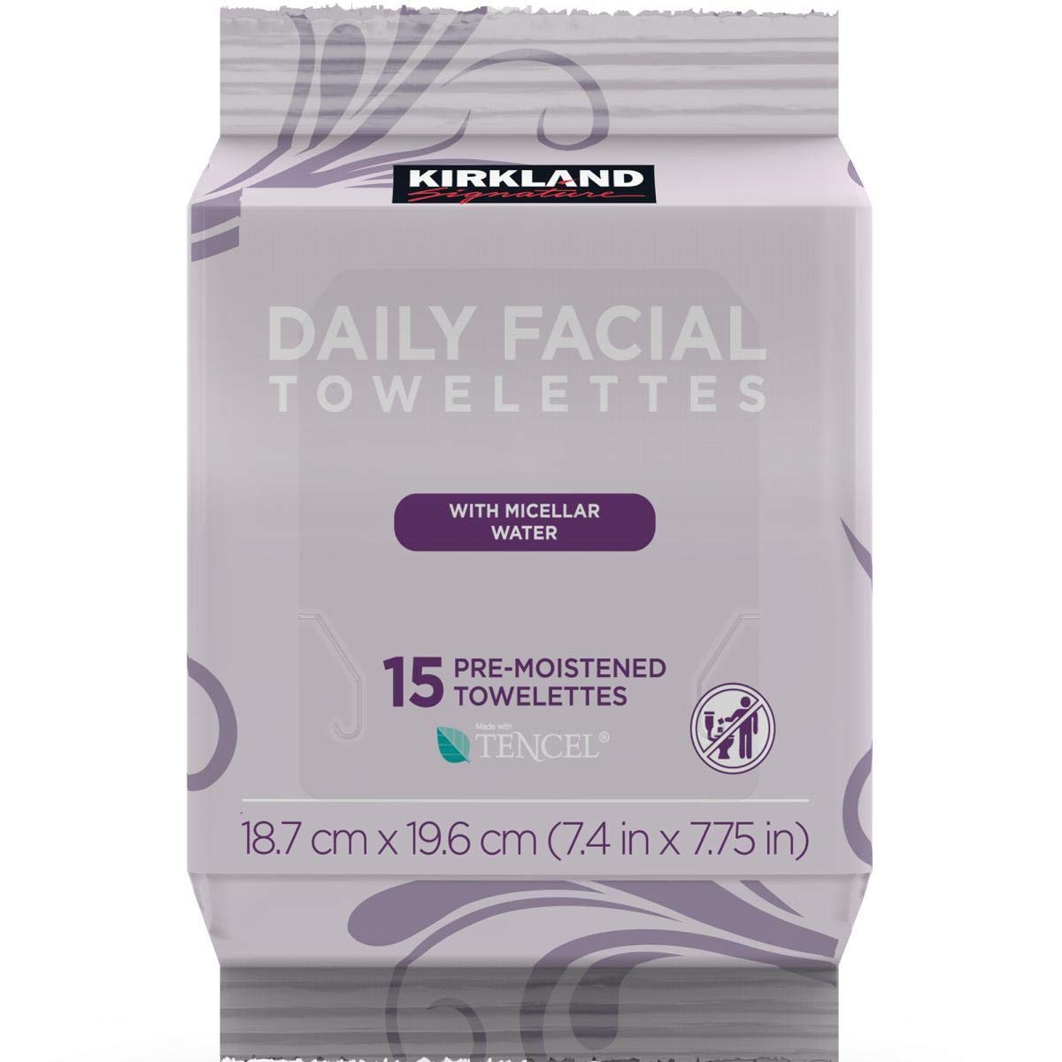 Kirkland Signature Lot de 180 lingettes nettoyantes micellaires quotidiennes pour le visage