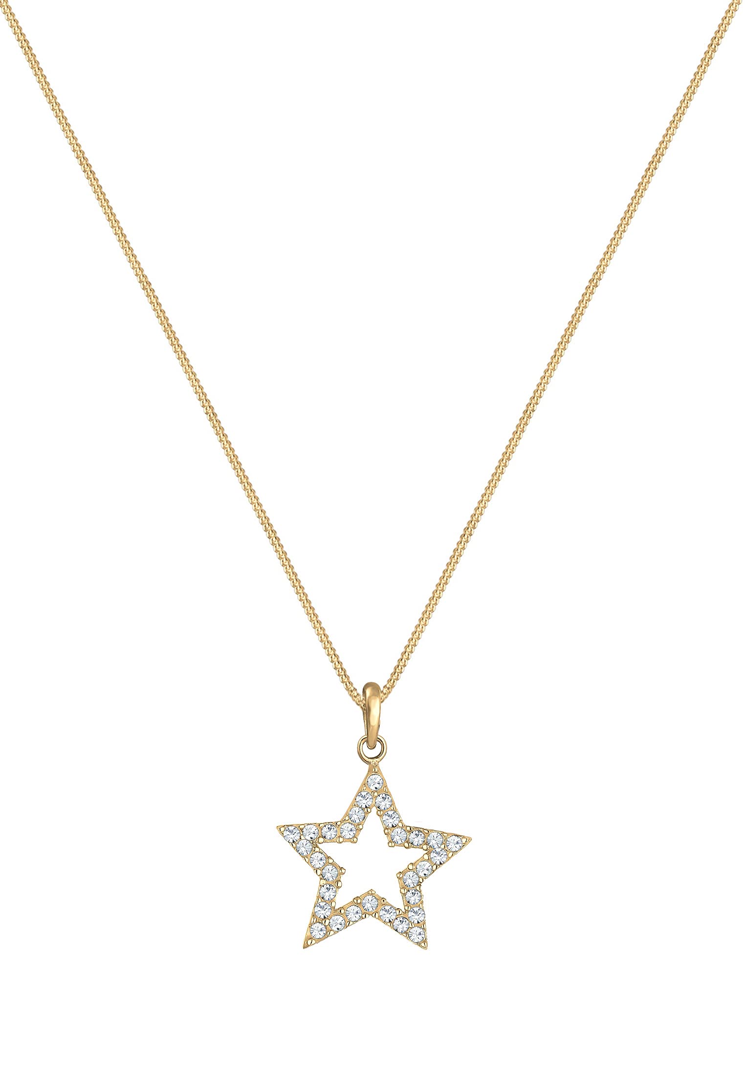 Elli Halskette Damen Stern Anhänger Astro mit Kristallen in 925 Sterling Silber