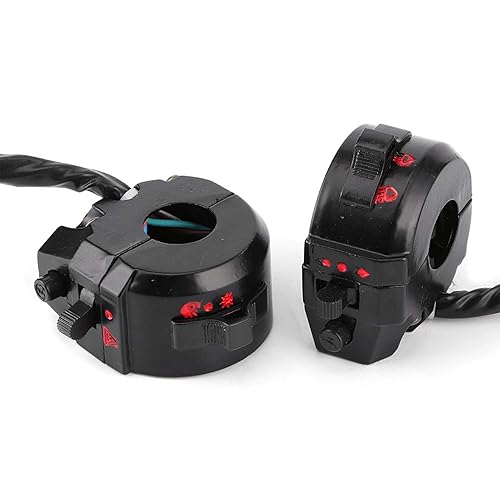 Miniatura 5 de Qiilu 78 "0.866 in Par de interruptor de manillar de la motocicleta 12 V bocina de manillar de haz altobajo control de interruptor de giro para moto