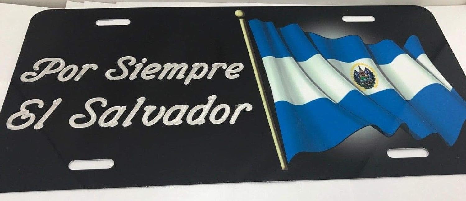 El Salvador Flag Personalized Custom License Vanity Plate Free Engraved Auto Car Tag El Salvador Country Flag License Plate Designed and Custom Made