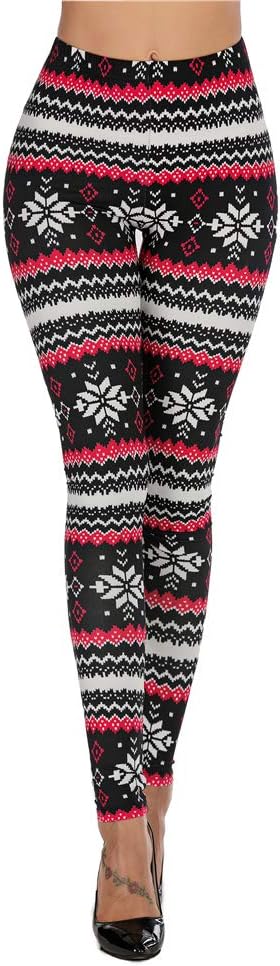 Sipaya Women's Brushed Christmas Ankle Length Seasonal Printed Leggings S-3XL image 5