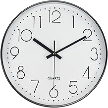 Wall Clocks, Modern Silent Wall Clock, Round Wall Clock, Wall Clock, Suitable for Bedroom, Kitchen, Living Room, Office, School, Quartz Movement, Without Battery, White, 20 cm