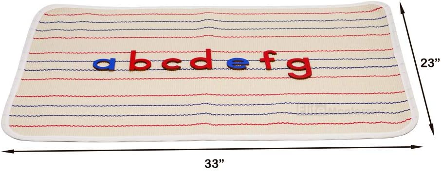 Elite Montessori Materials Accessories Edged Rug with Lines Lower Case Large Movable Alphabet Working Rug - Three Row