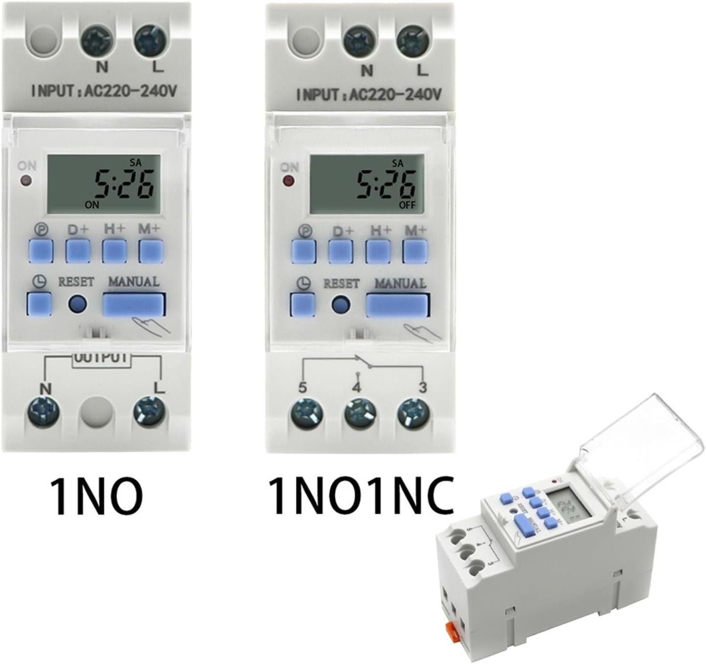 AC 220V 230V 110V DC 12V 24V 48V 15A 30A THC15A Din Rail Weekly 7 Days Programmable Digital Time Switch Relay Timer Controller(30A,1NO 220V AC)