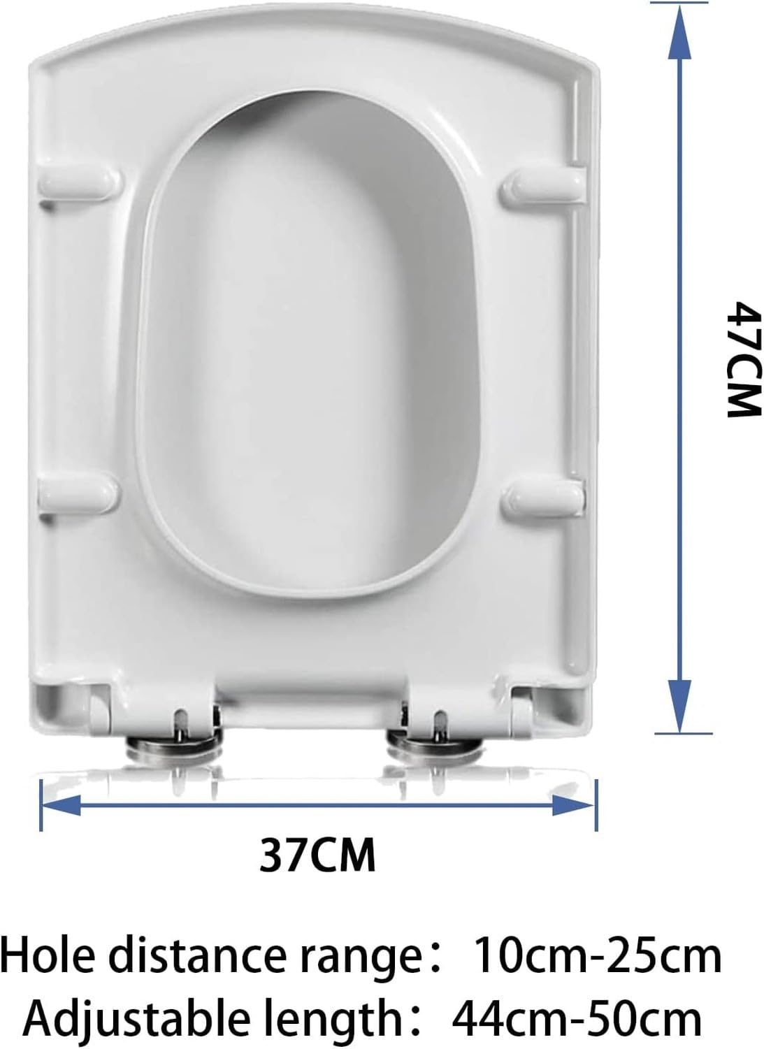 WC-Brillensitz Toilettensitz Eckig mit Absenkautomatik Quick-Release Universal Klobrillen-Ersatz weiß Familie Komfort-Deckel Toilette Sitz 44–50 x 37 cm