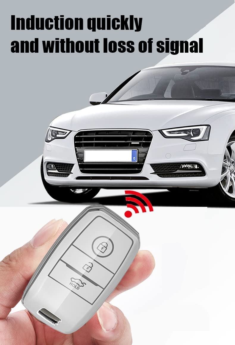 KUNIO Key Fob Cover fit for Kia Sportage Rio NIRO Sorento Stonic Ceed 2 Picanto GT Line Picanto X-line Soul K3 KX3 Keyless Key Cover TPU Key Box 3 Buttons C White - Image 3