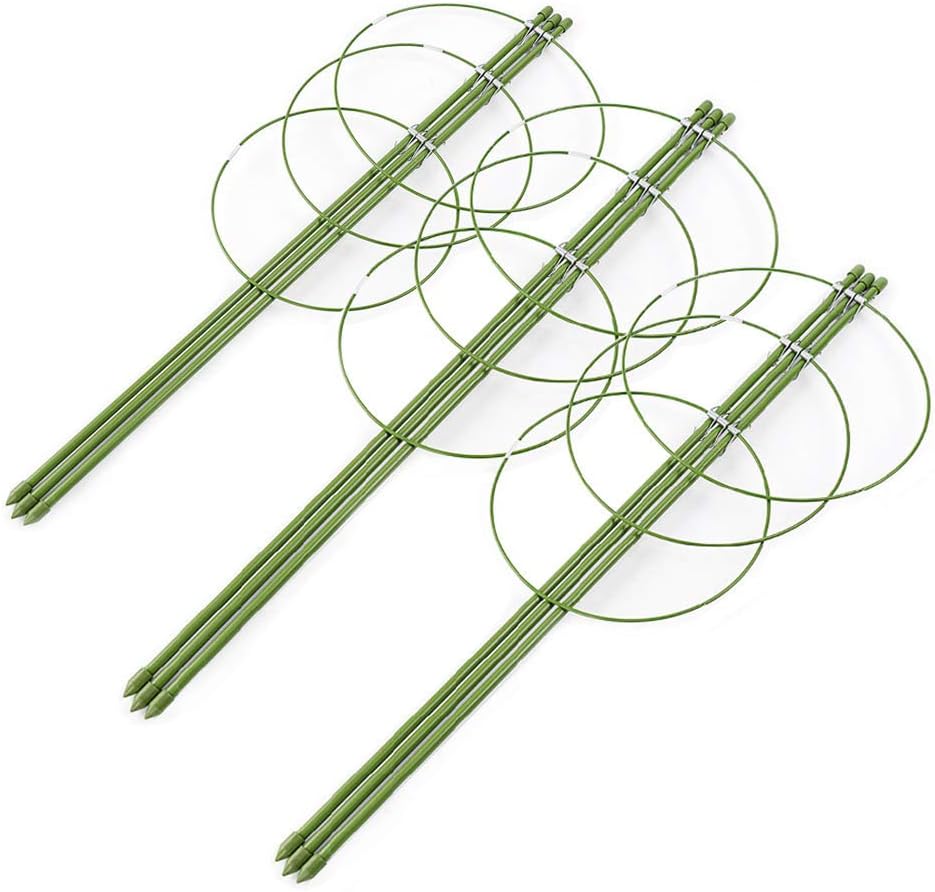 AHZZY Climbing Plants Support, Set of 3 Pack Ring Garden Trellis for Flowers Tomato Grow Cages Stand 24inches Height