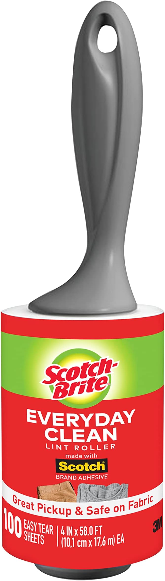 Scotch-Brite Lint Roller, Great Pickup & Safe on Fabrics, 100 Sheets