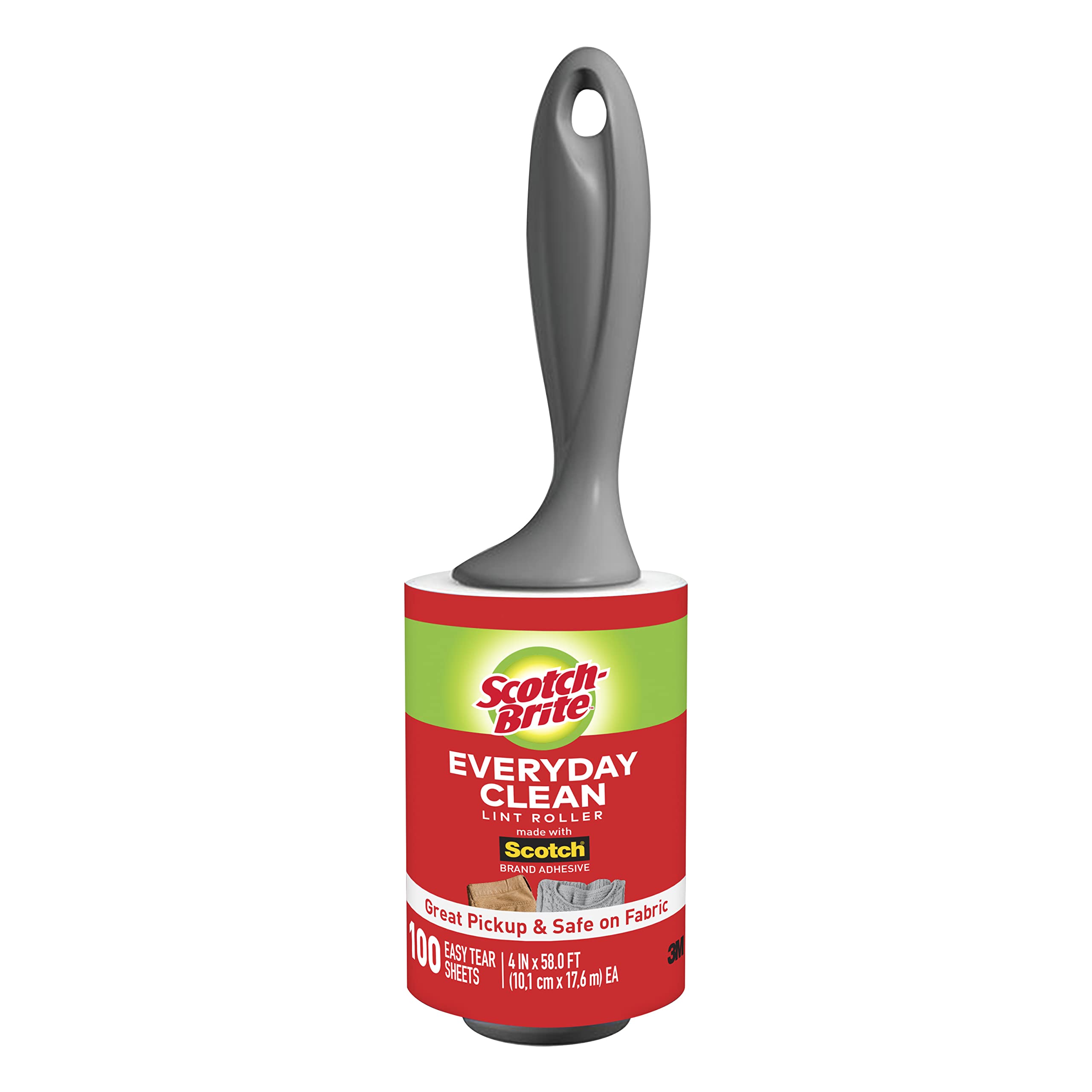 Scotch-Brite Lint Roller, Great Pickup & Safe on Fabrics, 100 Sheets