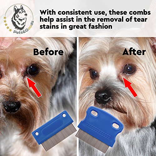 Pets&Goods Tear Stain Remover Comb Set for Dogs & Cats – Stainless Steel Eye Grooming Tool for Stains, Crust & Mucus – Gentle, Safe, Reusable – 2 Pack - Image 3