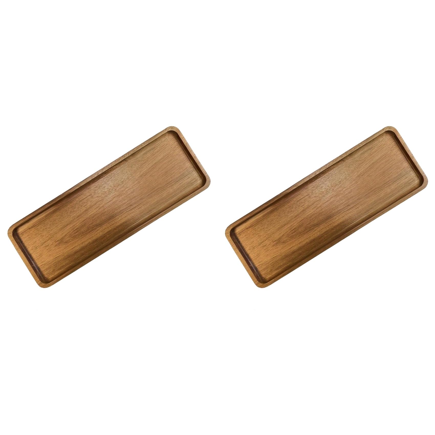 Hndhbfgrt 2X Small Wooden Tray for Display - Elegant Walnut Wood Serving Platter for Tea, Coffee, Snacks, Sushi, and Appetizers