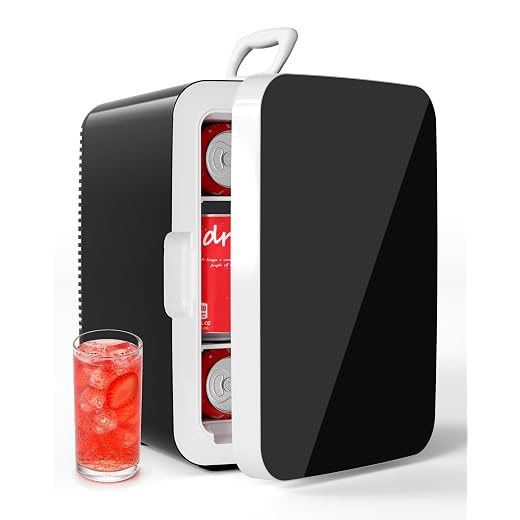Electactic 10L Mini Fridge, AC/DC Portable Small Refrigerator, Black