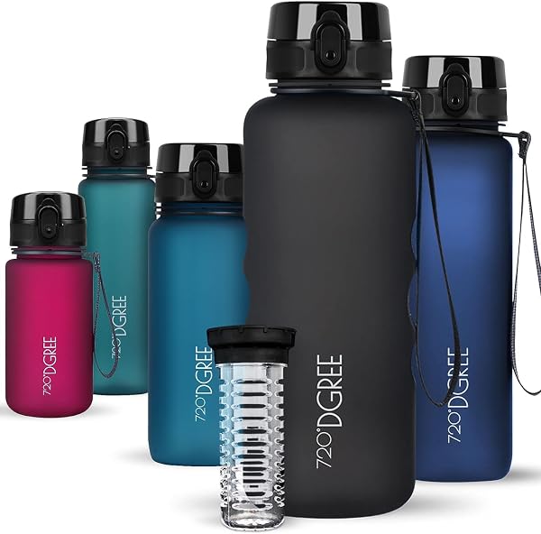 720°DGREE Botella de agua uberBottle – 1,5 litros, 1500ml | Novedosa botella deportiva | Sin BPA | Ideal para niños, fitness, deportes, fútbol, guardería, escuela, pequeños, antigoteo - 1