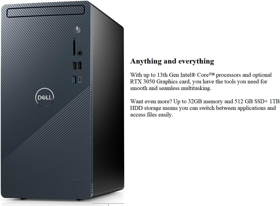 DELL 2023 Inspiron 3020 Tower Desktop Business Computer, 13th Gen Intel Core i7-13700, 32GB RAM, 1TB SSD, Intel UHD 770 Graphics, Bluetooth, WiFi, USB 3.1, Windows 11 Pro - Mist Blue