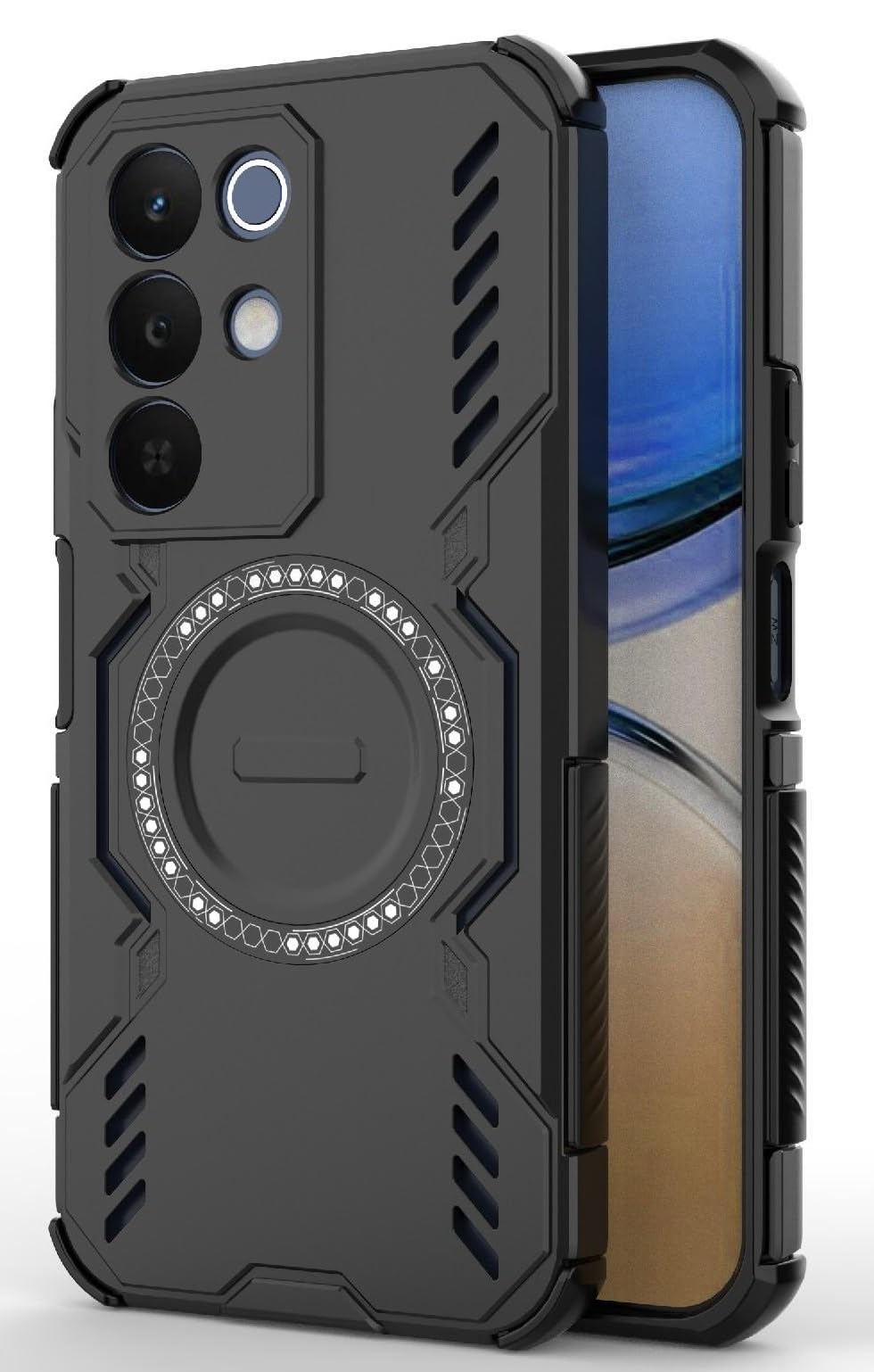 ShieldTech Back Cover Case for Realme Narzo 90x 5G | 360° Protection Mobile Phone Case Mag-Safe | Camera Protection | Back Cover for Realme Narzo 90 x 5G / Narzo 90x 5+G - Black TPU+PC