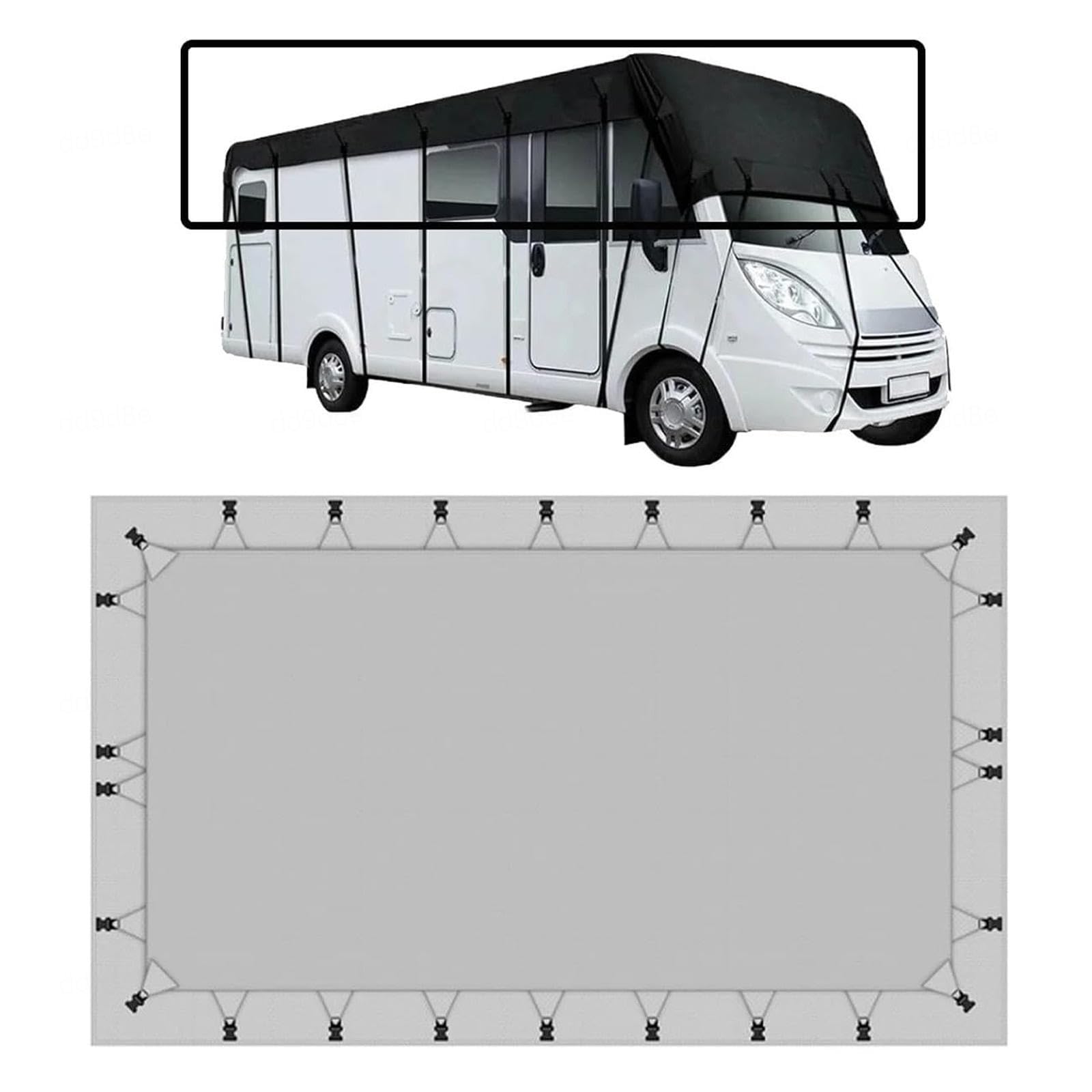 Copertura Camper Tessuto Oxford 210D Telo per Camper Stoccaggio Pieghevole, Facile da Pulire Telo Copriauto Telo Camper Esterno,7.5m×3m