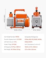 Vista 7 de VEVOR Bomba de Vacío de CA de 4.5 CFM y Juego de Manómetros, Bomba de Vacío de Aire HVAC de Paleta Rotativa de Una Etapa, Kit de Manómetro Múltiple