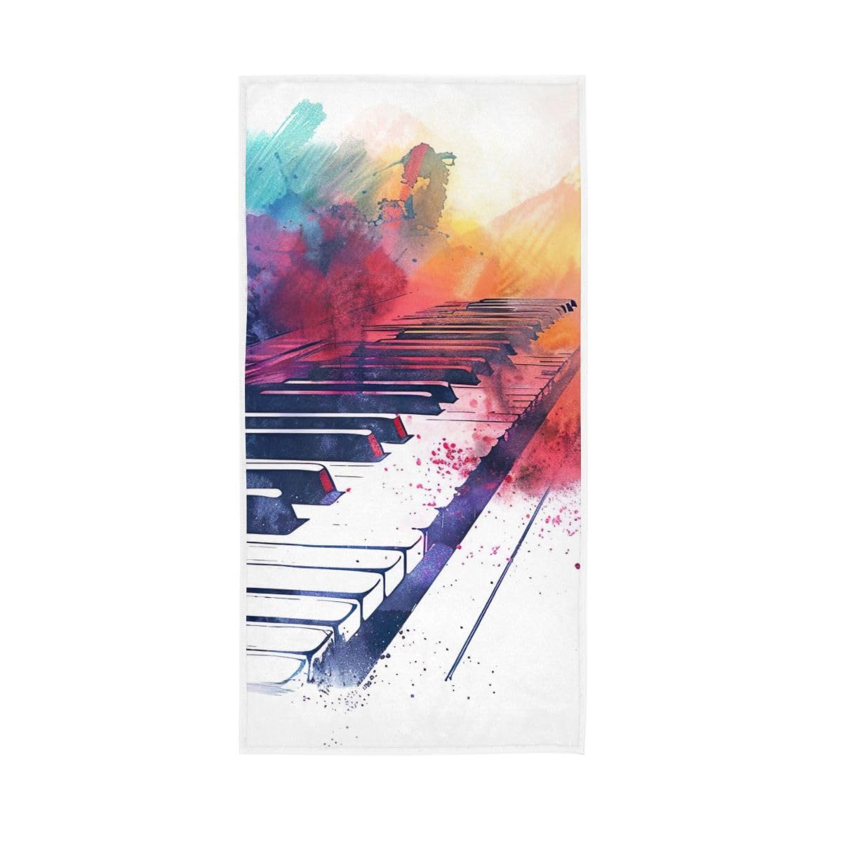 HUYGD Piano Keys Watercolor Hand Towels, 15 x 30 Inches, Soft Highly Absorbent Towels for Bathroom Gym Hotel