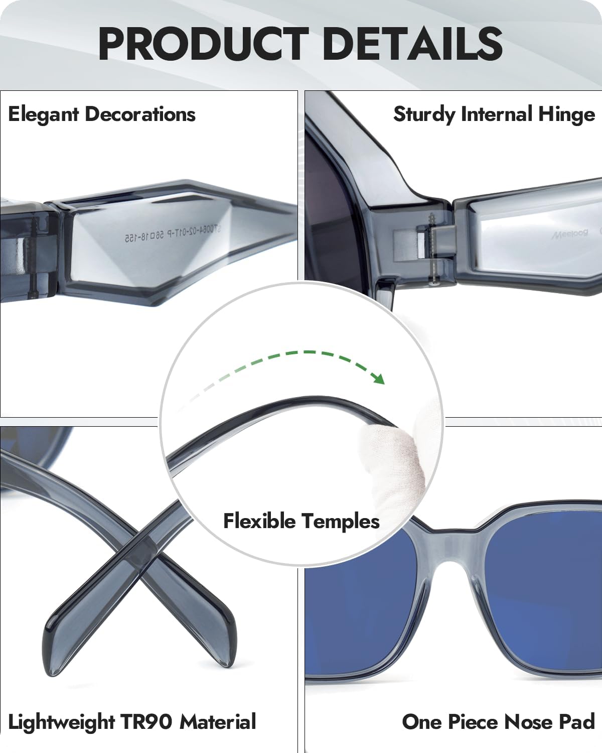 Meeloog Polarized Small Fit Over Glasses Sunglasses for Women, Vintage Retro Rectangle Covers Shades UV Protection MST0064 - Image 3