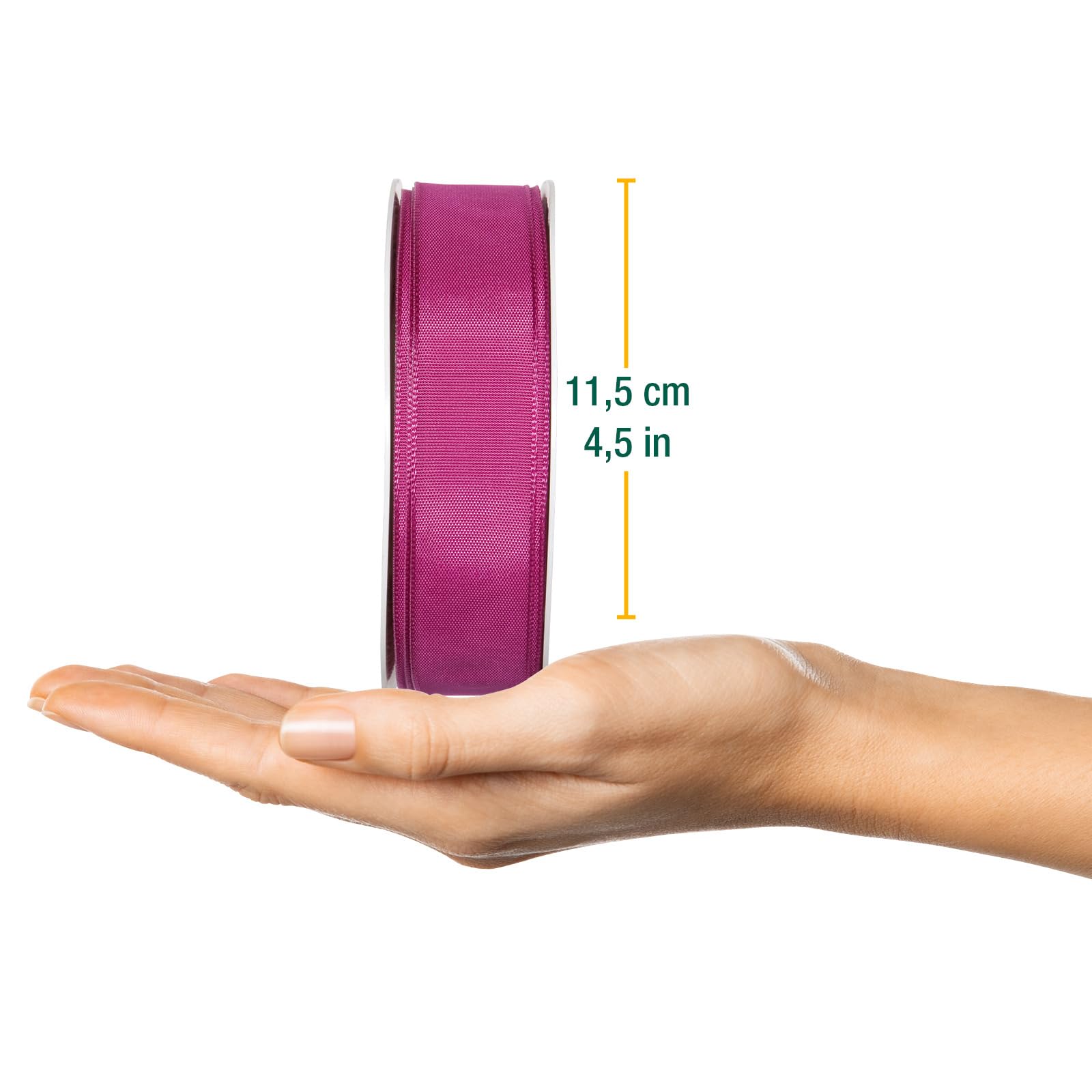 Halbach Seidenbänder Premium Gift Ribbon with Wired Edge, Pink, 25 mm - Image 2