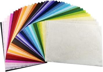 70 Hand Made Tissue Mulberry Paper Sheets Natural Fiber Design for Japanese Origami Hand Craft A4 Size