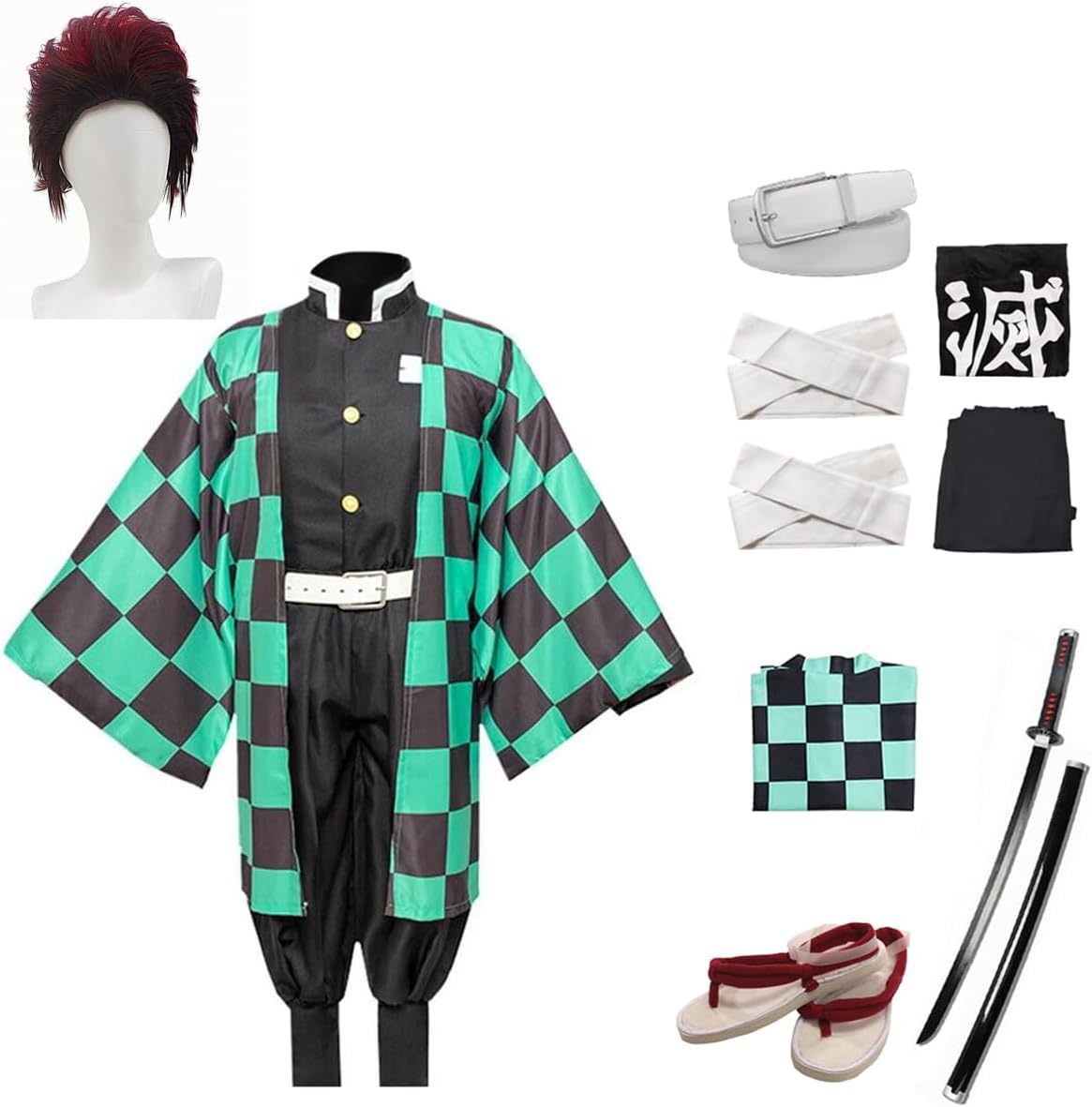 Cosplay Costume Anime Costume Kimono Hallowee Cloak Robe Sword Slippers Wig Set - Image 2