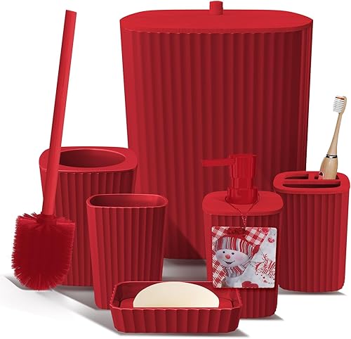 Miniatura 22 de Clara Clark Juego de Baño - Juego de Accesorios de Baño Verde Salvia, Juego de Accesorios de Baño de 6 Piezas, Juegos de Baño con Cepillo de Verde