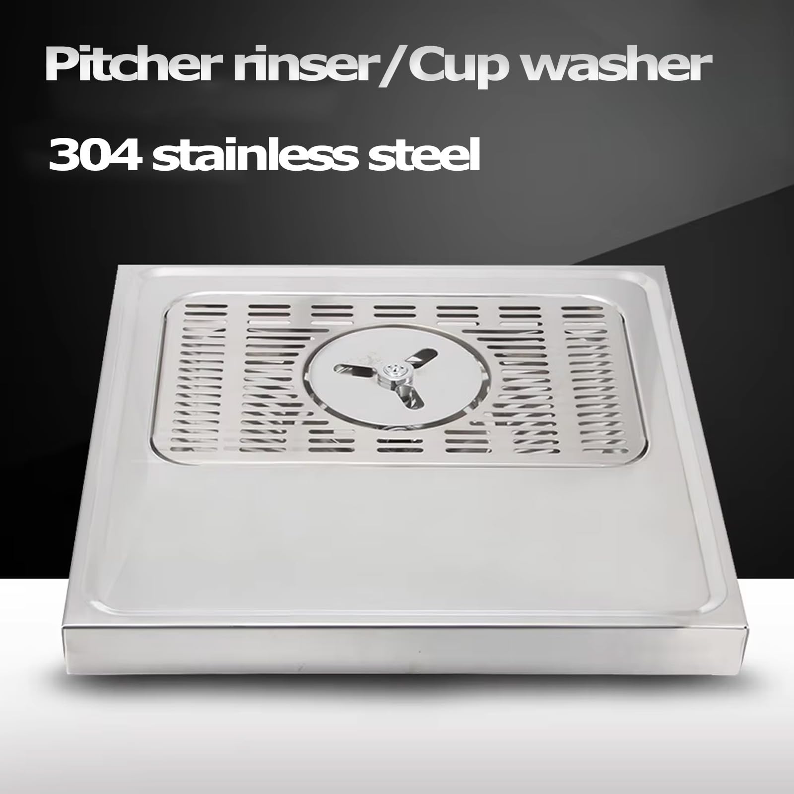 YJSG Silver Pitcher Rinser Glass Rinser, Beer Drip Tray Rinser Sink, Stainless Steel Coffee Bar Accessories with Drain Tray