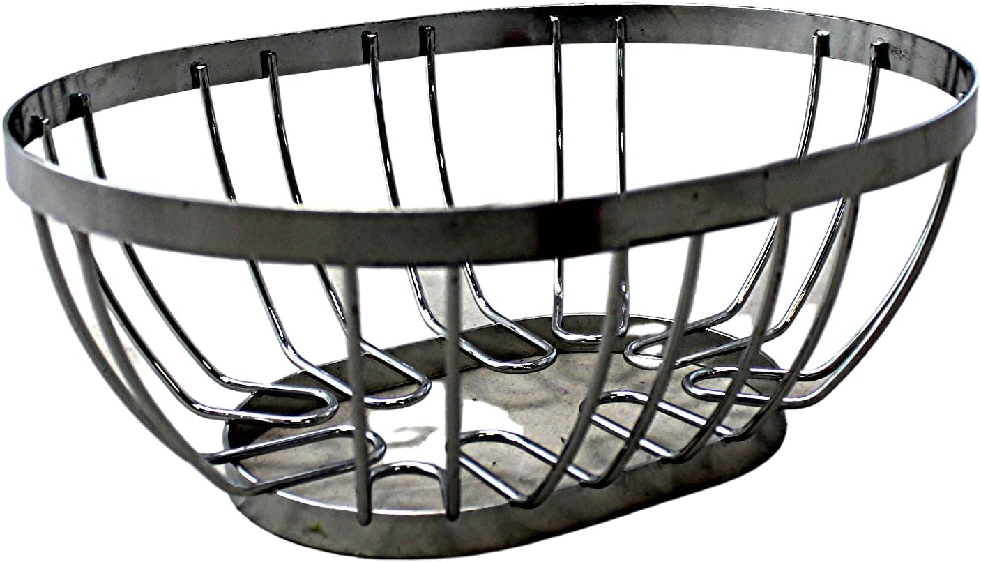 Chеареѕt 🛒 Oval Chrome Bread and Fruit Basket Basket - Silver