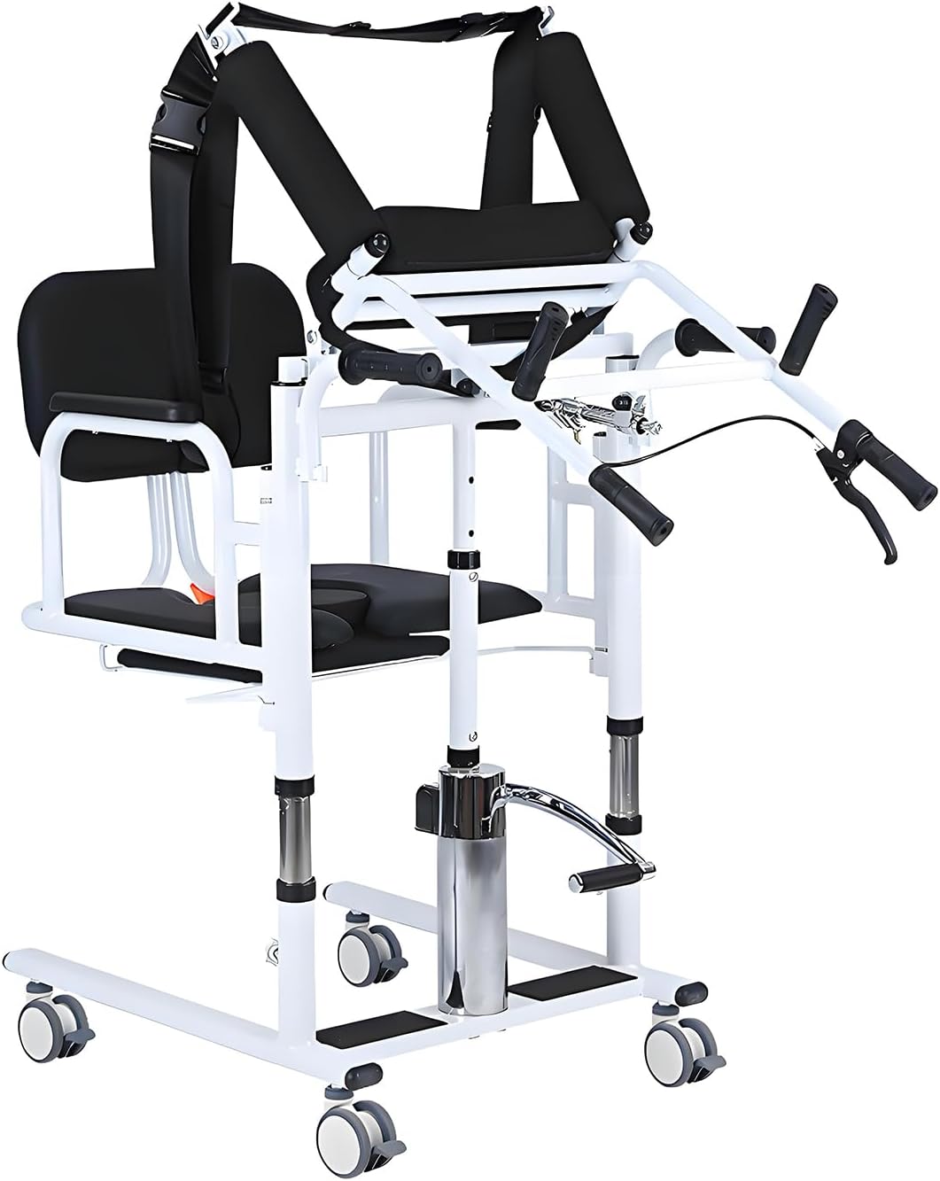 patient lift transfer chair for home - chair lift assist devices for seniors/300 lb capacity 180° split seat, lift chair with detachable seat cushion and portable potty