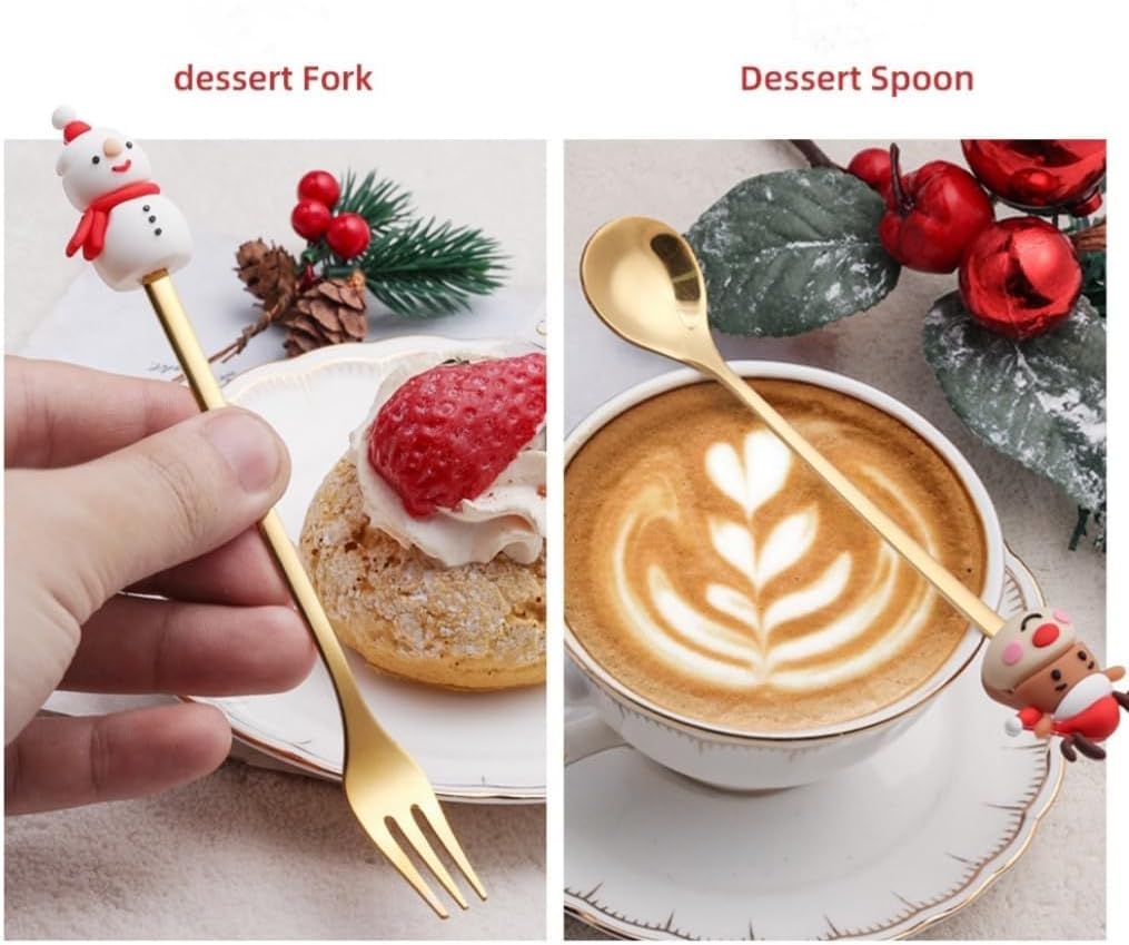 6Pc Christmas Spoon Stainless Steel Christmas Coffee Tea Spoon for Home,Creative Tableware Gift Box for Friends and Family