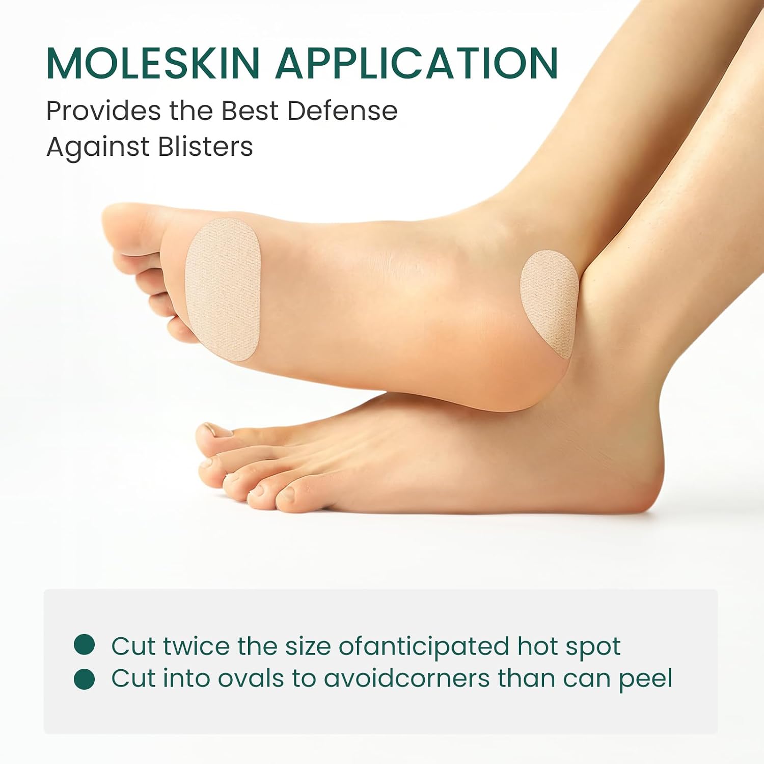 Welnove Moleskin for Blister Prevention, 2.36 in x 16.4ft (465 sq in), Moleskin Tape, Athletic Tape for Running, Hiking, Walking - Single Roll