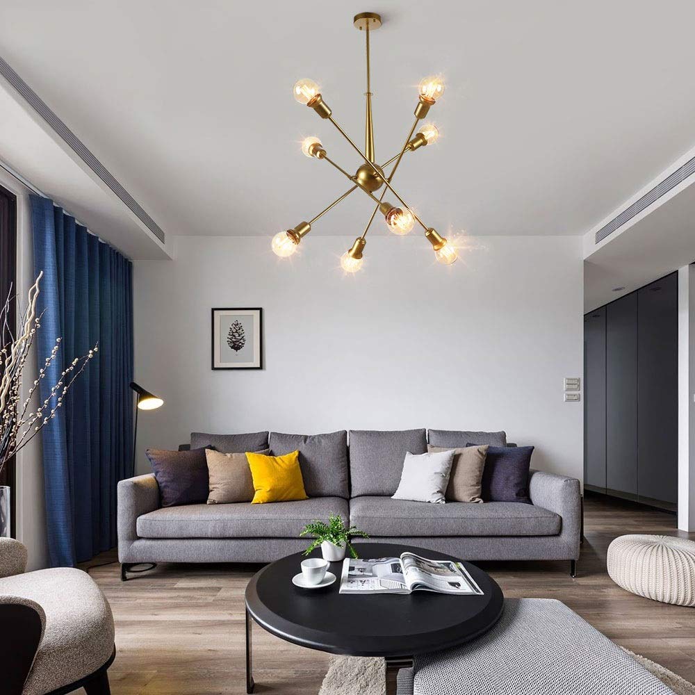 HELCEKOU Metal Molecular Ceiling Lamp American Modern Wrought Iron Electroplating Multi-head Chandelier Creative Design Decor Nordic Postmodern Light Fixtures Interesting