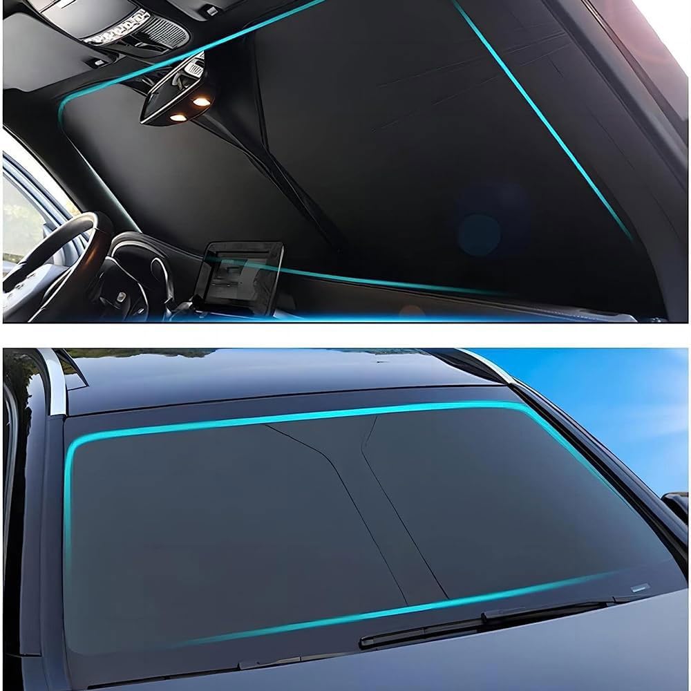 Parasol Parabrisas Coche for Mitsubishi ASX 2010-2021 2022 2023 2024 2025 GA, Protector Solar Delantero Plegable, Aislante Térmico Interior para SUV y Sedanes - Negro