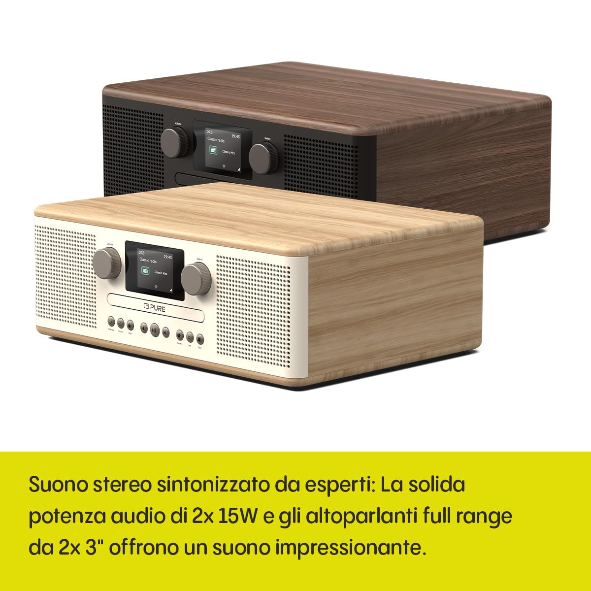 Pure Classic C-D6 Sistema Musicale (Lettore CD, DAB+/FM, Bluetooth, AUX, USB, Sveglia/Timer per il Sonno) Cotone Bianco/Quercia
