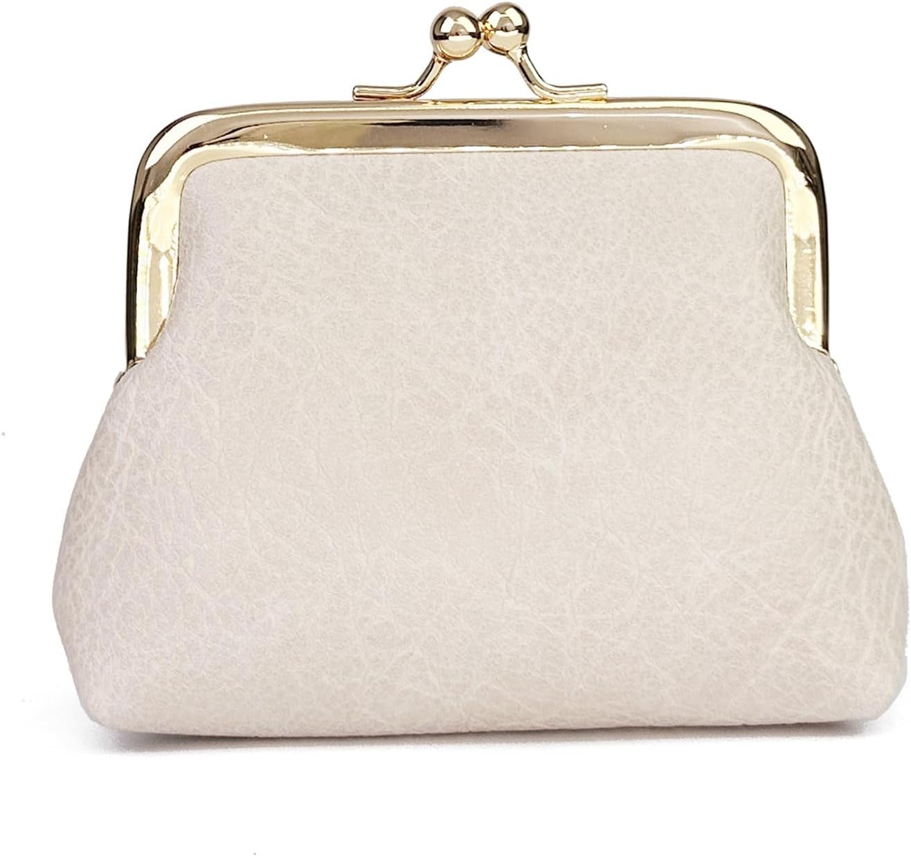 Coin Purse, Kiss Lock Coin Purse for Women, Large Capacity Coin Pouch,Vintage Change Purse Cute Car Coin Holder for Women (1-Off White)