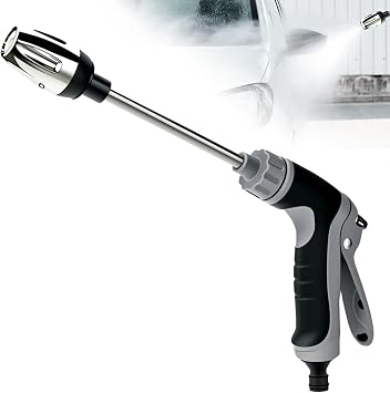 Washer for Hose, 2026 Pressure Power Washer Wand, 3-Spray Adjustable High Pressure Water Gun, Wand Lance for Gutter Patio Car Black + Gray