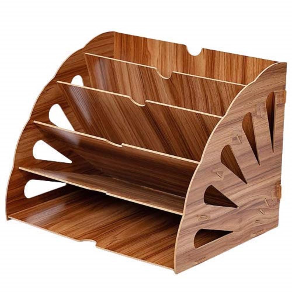 Wooden Magazine Rack Organizer for Home Office Desk Table Multi-Section File Holder Document Organizer Stand Newspaper Book Letter Storage Rack for Study Living Room Office Workspace-picture-16