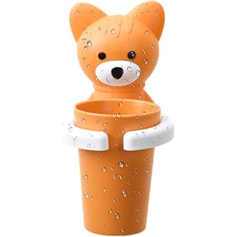 Children's Toothbrush Holder Cute Toothbrush Cup Holder for Wall Mounting Suction Cup Storage Rack Fixed Toothbrush Holder Cartoon Toothbrush Cup Stand for Bathroom Bedroom