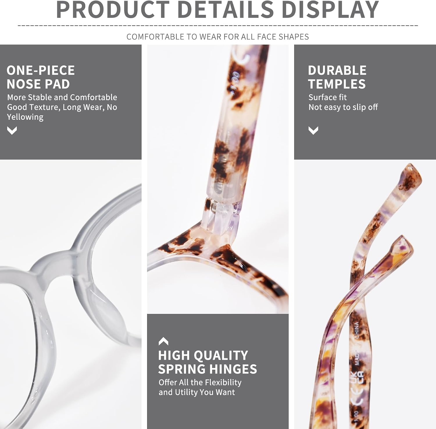 Condition photo showing New/Like New for fonhcoo progressive multifocal reading glasses for women men, anti blue light computer readers with spring hinges tortoise purple 3.0 x