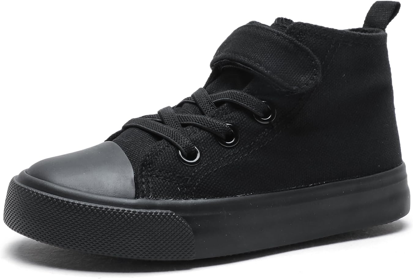 Komfyea Children High Upper Canvas Shoes Casual Sneakers(Toddler/Little Kids) 1.5 Big Kid H10black