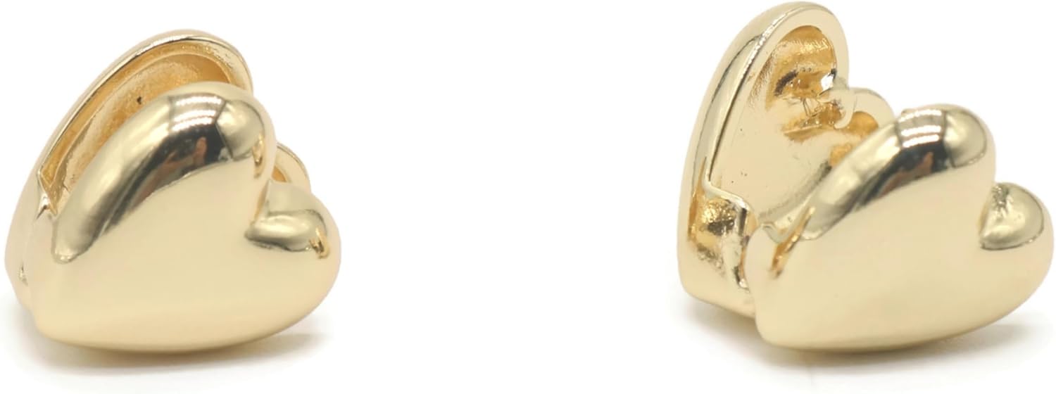 Gold Heart Huggie Earrings for Women - Cute Chunky Hoop Design, Romantic Valentine’s Day Jewelry Gift EAR009 - Image 6