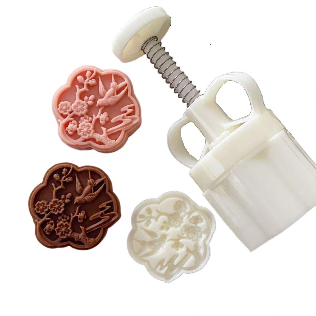 Mooncake mold 75g- Cookie Stamps Plastic Hand Press Magpie Plum Blossom Shape Kitchen Gadgets DIY Baking Pastry Tool