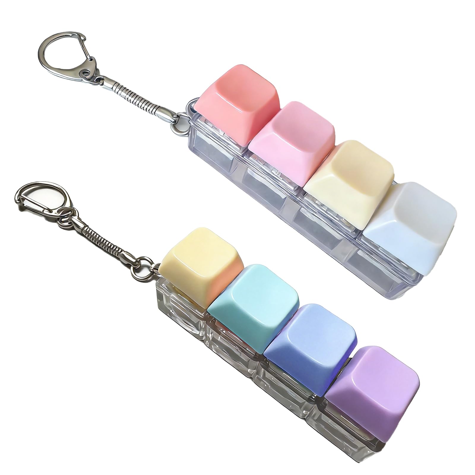 2 Pcs Keyboard Clicker Keychain, Portable 4-Button Keyboard Gadget