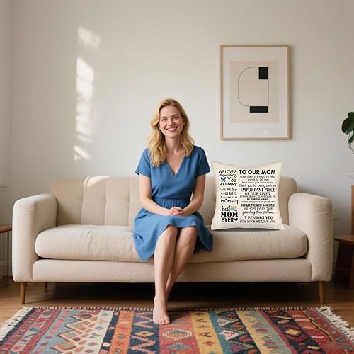 Miniatura 3 de Funda de almohada con texto en inglés To Our Mom, ideas de regalo para madre o mamá, de niños, hija, hijo, regalo de cumpleaños, Día de la Madre,