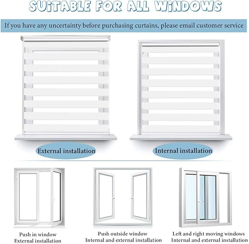 Miniatura 6 de SEEYE - Cortina horizontal para ventana cortinas enrollables a rayas para día y noche, fácil de instalar de 59 pulgadas