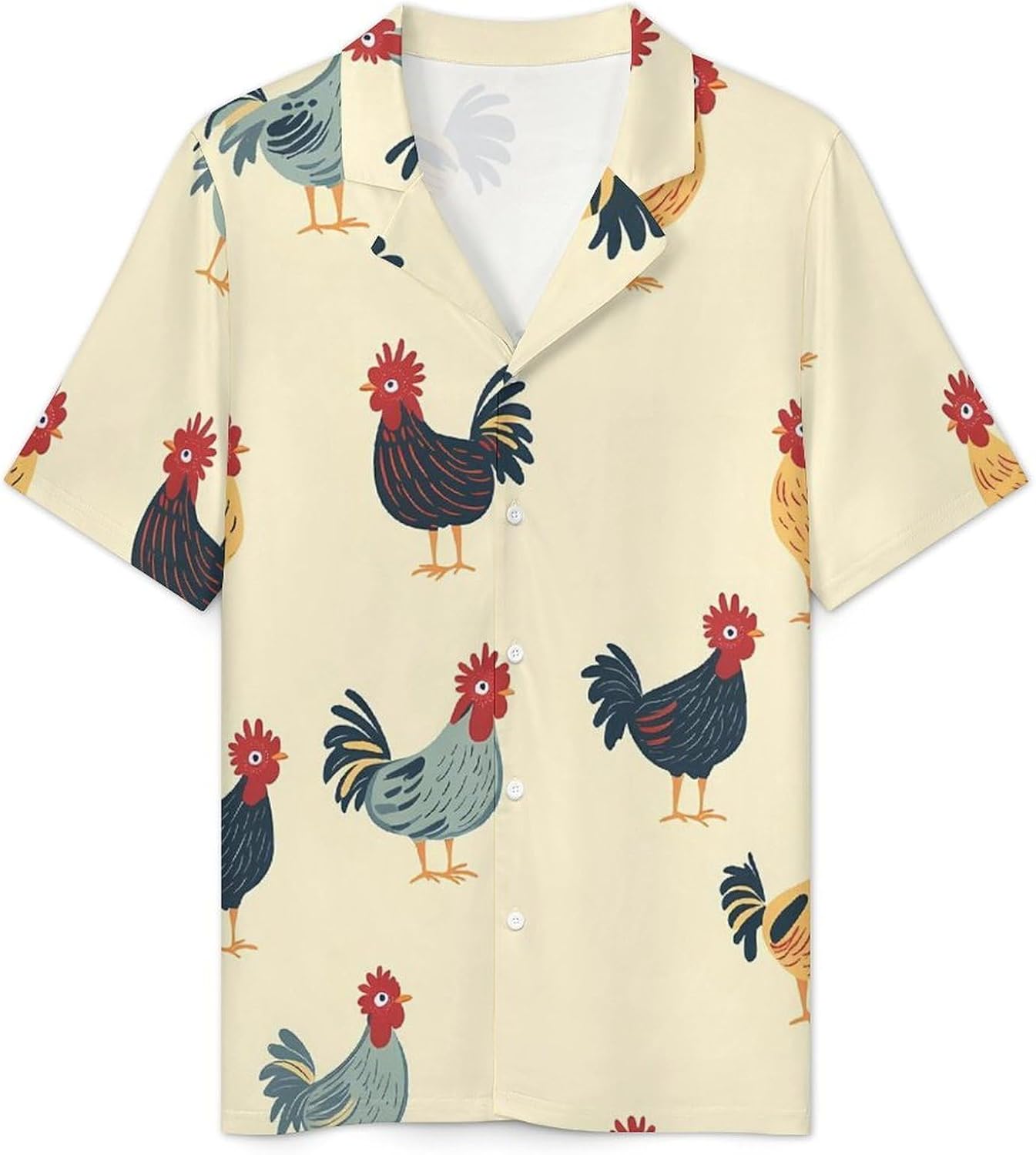 Roosters Chicken Men's Short Sleeve Pajama Set Satin Silk Like Lounge Sleepwear