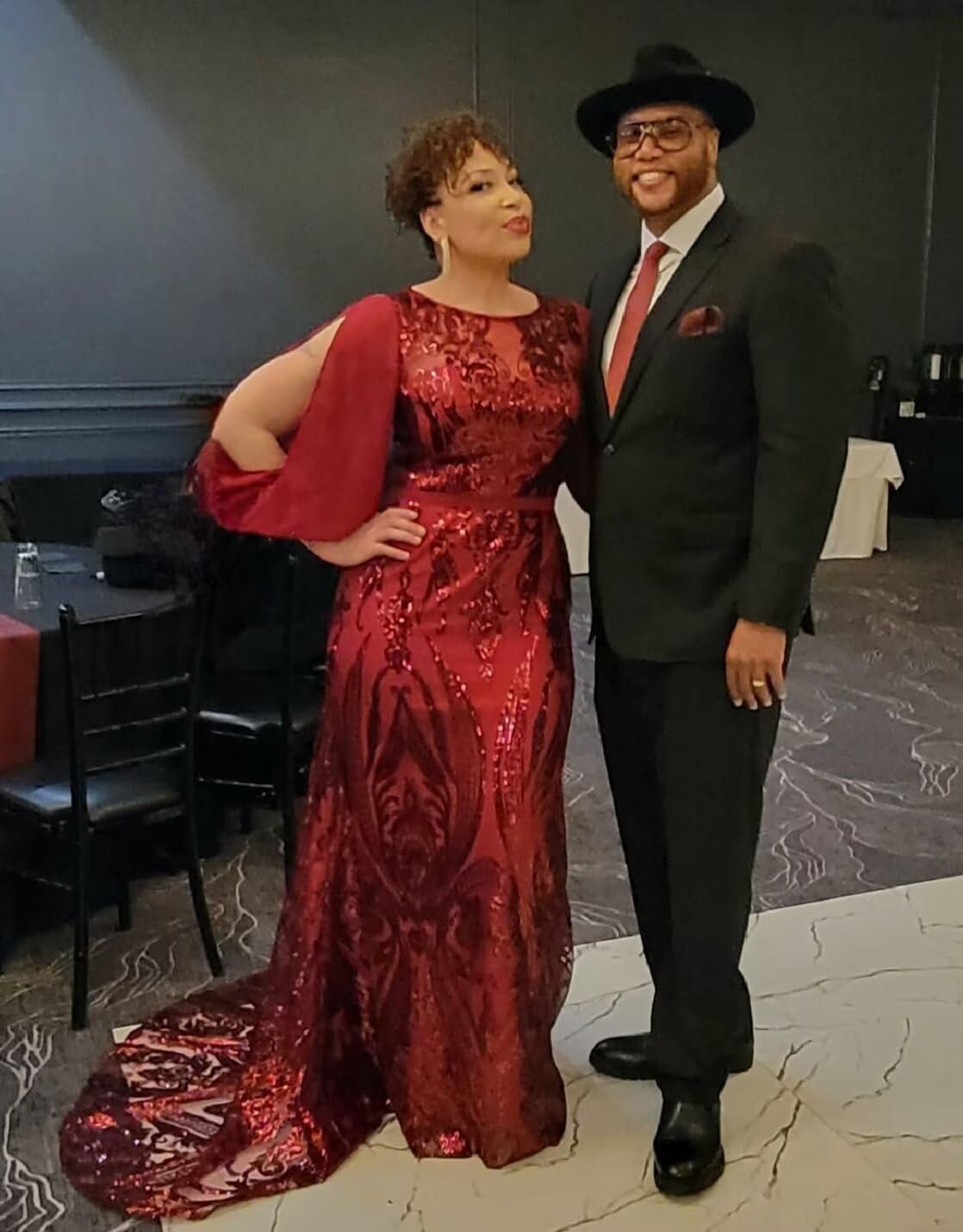 MYDRESS Sequin Mother of The Bride Dress for Wedding Long Sleeve Mermaid Formal Prom Dress